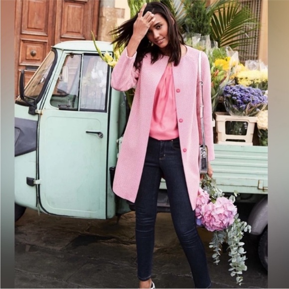 Boden “Sienna” Pink Herringbone Coat - Picture 1 of 8